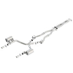 Borla 140723 ATAK cat-back exhaust system featuring T-304 stainless steel piping and MDS valve integration.