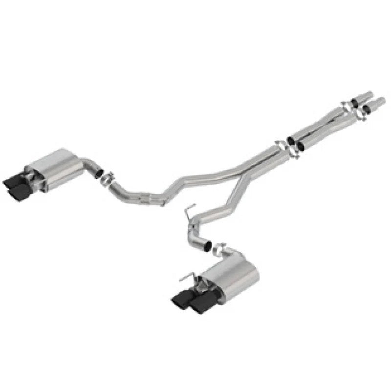 Borla ATAK 3-inch stainless steel cat-back exhaust system with quad black chrome tips for 2018-2023 Ford Mustang GT
