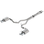 Borla ATAK 3-inch cat-back exhaust system with active valves and bright chrome tips for 2018-2023 Ford Mustang 5.0L.