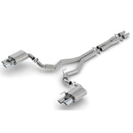 Borla S-Type 3-inch T-304 stainless steel catback exhaust with active valves and bright chrome tips for Ford Mustang.