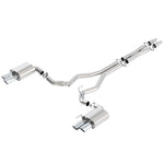 Borla ATAK 3-inch T-304 stainless steel cat-back exhaust system with merge X-pipe and polished tips.