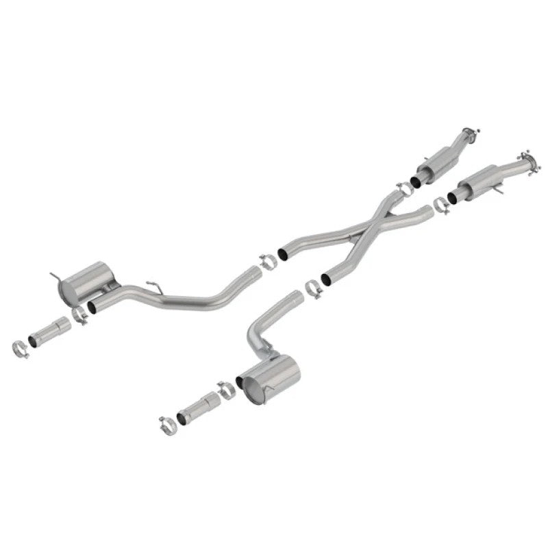 Borla S-Type 3-inch T-304 stainless steel cat-back exhaust system with X-pipe for 2018-2020 Jeep Trackhawk 6.2L.