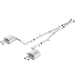 Borla S-Type Cat-Back exhaust system for Kia Stinger featuring T-304 stainless steel piping and dual mufflers.