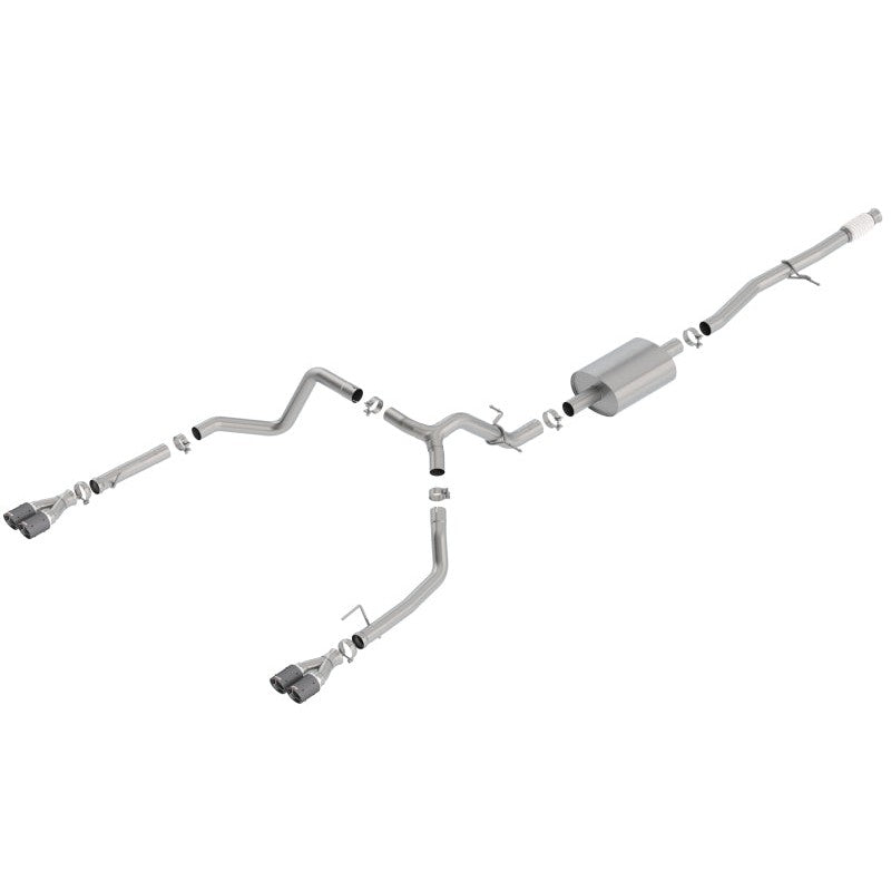 Borla S-Type cat-back exhaust system with quad 3.5-inch carbon fiber tips for 2019-2025 Silverado and Sierra 1500