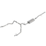 Borla Touring Series Cat-Back exhaust system for 2019-2026 Silverado 1500 and Sierra 1500 with T-304 stainless piping.