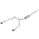 Borla Touring T-304 stainless steel cat-back exhaust system with quad 3.5-inch black chrome tips.