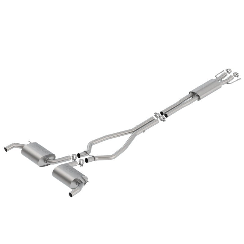Borla S-Type cat-back exhaust system for 2019-2023 Ford Edge ST featuring T-304 stainless steel piping and mufflers.