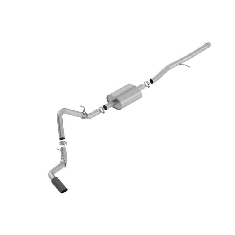 Borla S-Type cat-back exhaust system with 3-inch T-304 stainless steel piping and a 4-inch black chrome tip.