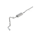 Borla Touring series cat-back exhaust system with T-304 stainless steel piping and a 4-inch bright chrome tip.