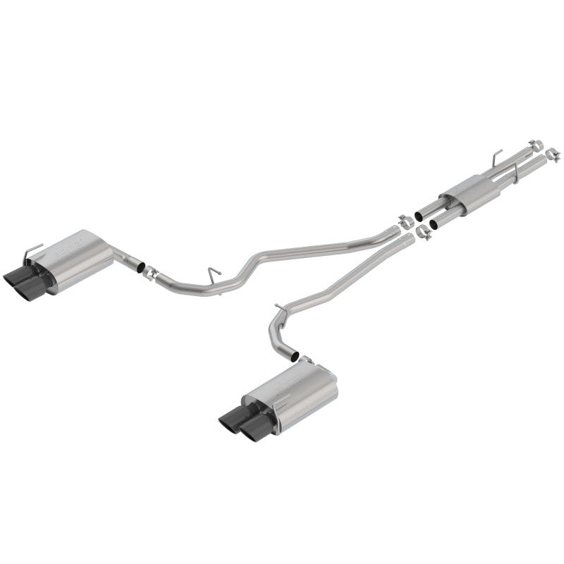 Borla ATAK T-304 stainless steel cat-back exhaust system with quad 4-inch black chrome tips for Ford Explorer ST.