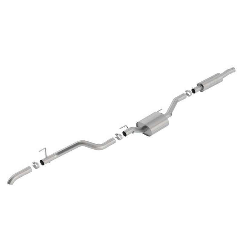 Borla S-Type Climber 2.75-inch cat-back exhaust system with a brushed T-304 stainless steel turndown tip.