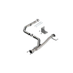 Brushed Borla T-304 stainless steel high clearance Y-pipe for 2016-2023 Toyota Tacoma 3.5L with heat shields.