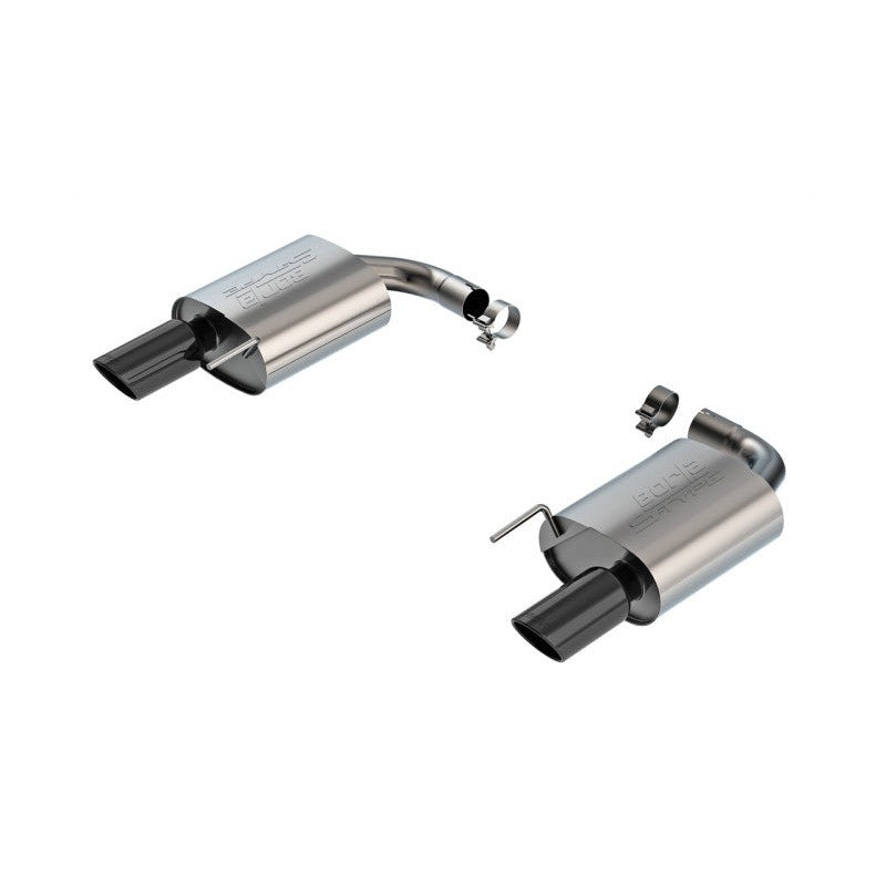 Borla S-Type axle-back exhaust system with 4-inch black chrome tips for 2024-2025 Ford Mustang EcoBoost.