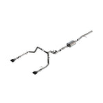 Borla ATAK cat-back exhaust system with T-304 stainless steel piping and dual 3.5-inch black chrome tips.