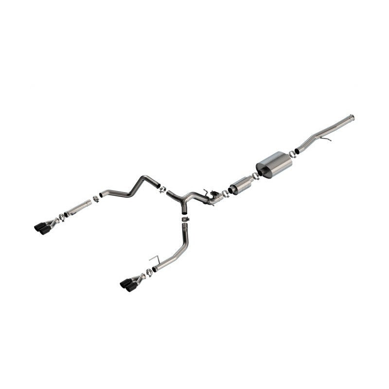 Borla S-Type Cat-Back Exhaust system with 3.5-inch black chrome tips and valve simulator for 2025 Silverado/Sierra 1500