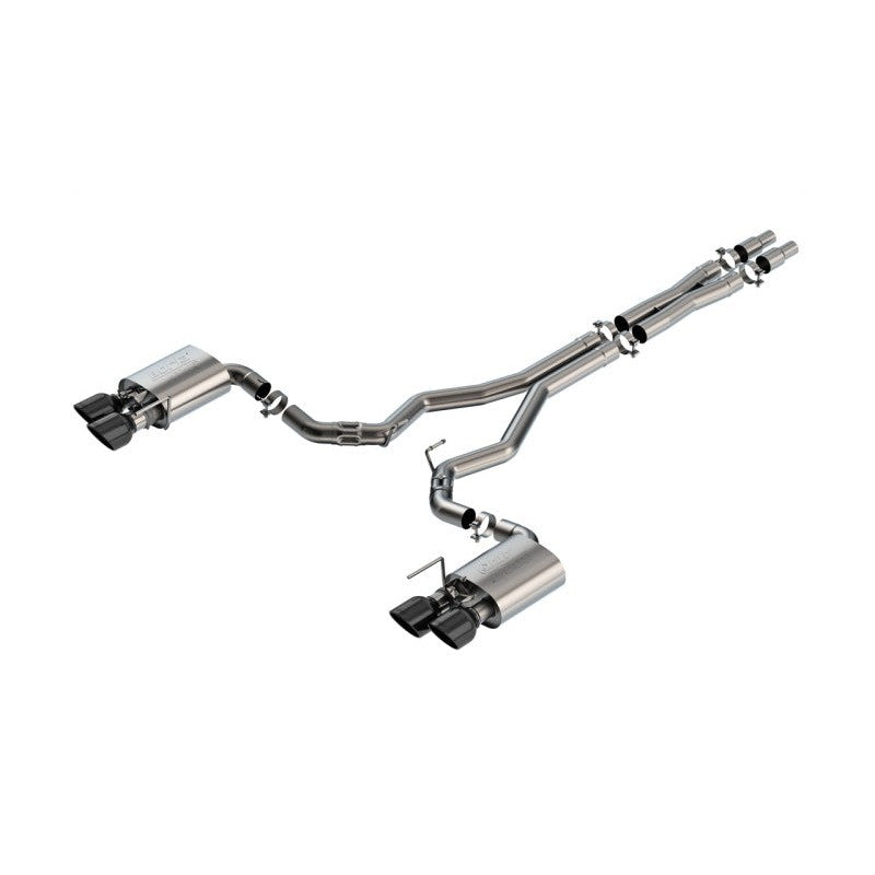 Borla ATAK cat-back exhaust system with 3-inch T-304 stainless steel piping and 5-inch black chrome tips