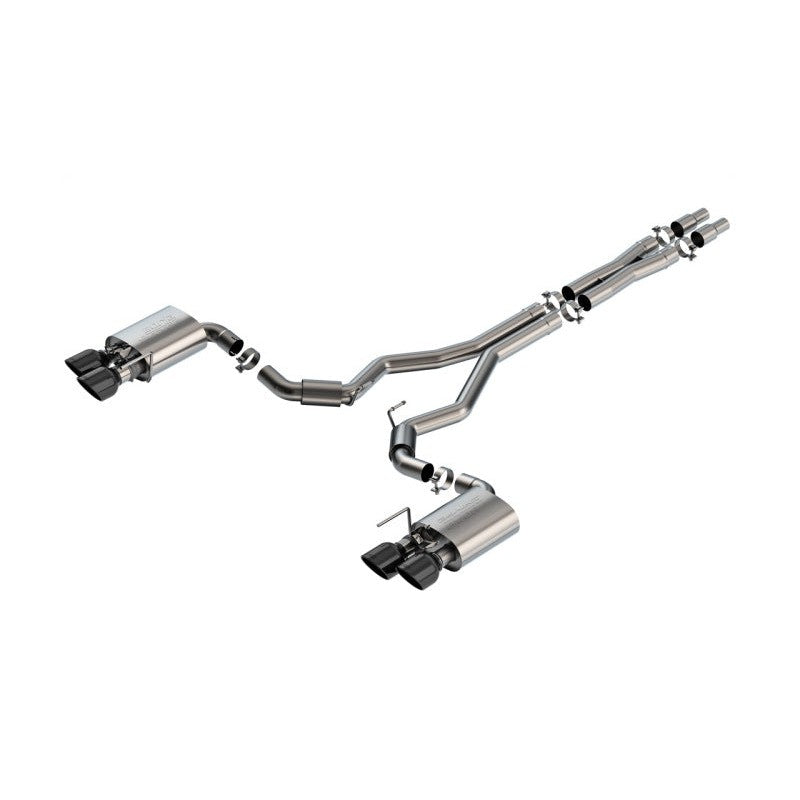 Borla S-Type cat-back exhaust system with black chrome tips and active valves for 2024-2025 Ford Mustang Dark Horse