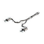 Borla ATAK 3-inch T-304 stainless steel cat-back exhaust system with quad bright chrome tips and active valves.