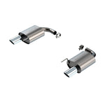 Borla S-Type axle-back exhaust system with T-304 stainless steel piping and dual 4-inch bright chrome tips.