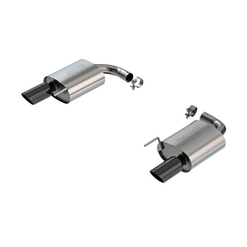 Borla S-Type axle-back exhaust with black chrome tips for 2024-2025 Ford Mustang GT without active exhaust.