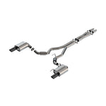 Borla S-Type 3-inch T-304 stainless steel cat-back exhaust with 4-inch black chrome tips for 2024-2025 Mustang GT.