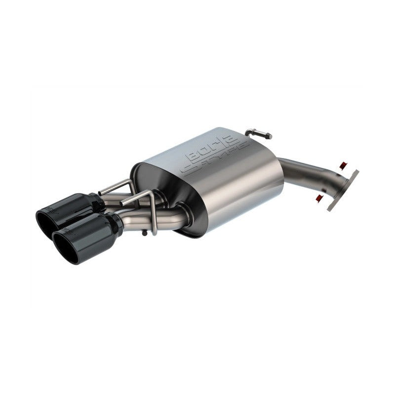 Borla S-Type axle-back exhaust system for 2025 Toyota Camry featuring T-304 stainless steel and quad black chrome tips.