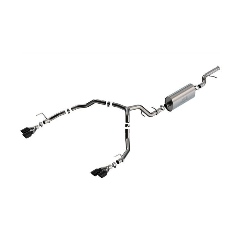 Borla 140856BC Touring Cat-Back exhaust system with quad black chrome tips for 2021-2026 Chevrolet Tahoe Premier.