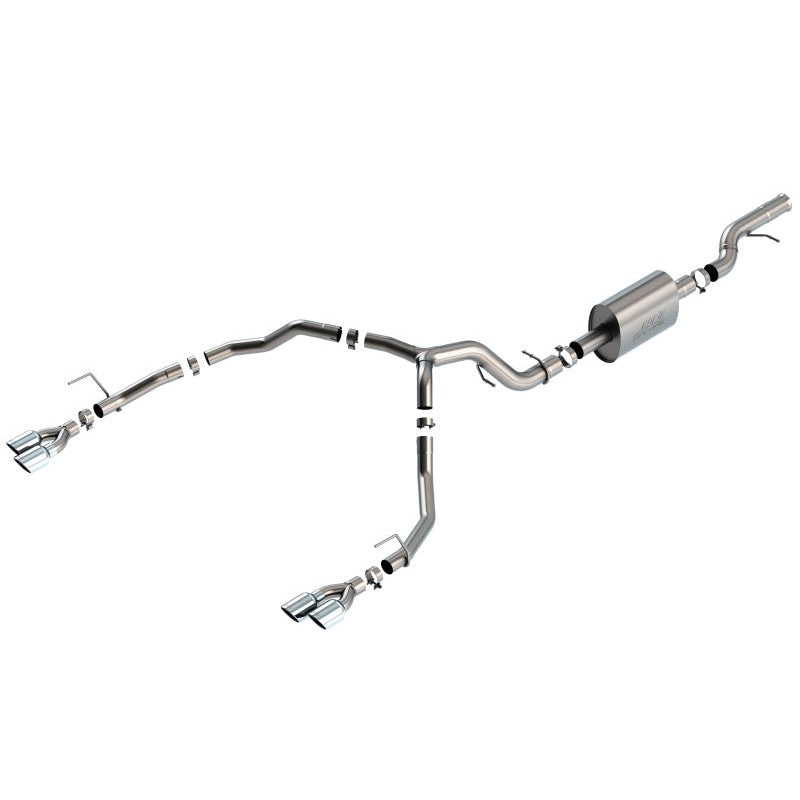 Borla S-Type Cat-Back Exhaust system with T-304 stainless steel piping and dual bright chrome 4-inch tips.