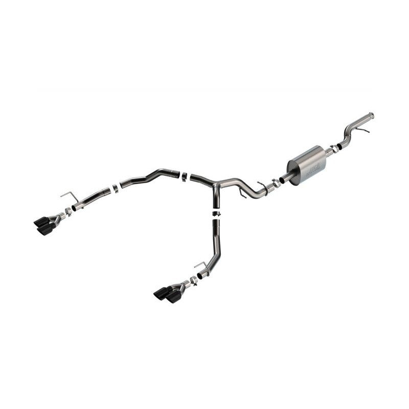 Borla S-Type Cat-Back exhaust system with quad black chrome tips for 2021-2026 Chevrolet Tahoe 5.3L.