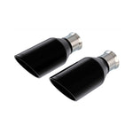 Two Borla 5-inch round angle-cut black chrome-plated T-304 stainless steel exhaust tips for Ram 1500.