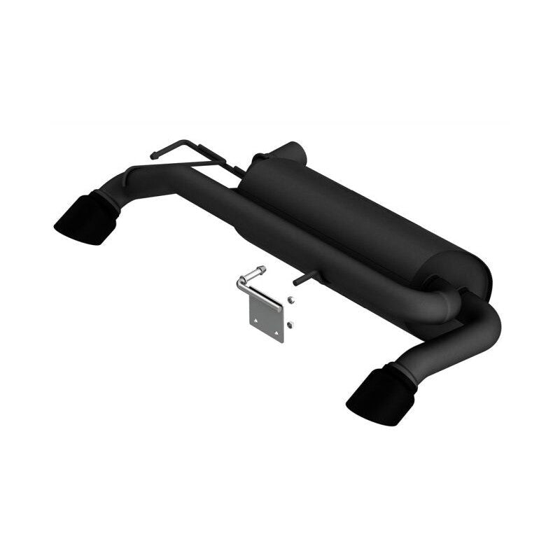 Borla ATAK axle-back exhaust system with high-temp black finish and dual 4-inch black T-304 stainless steel tips.