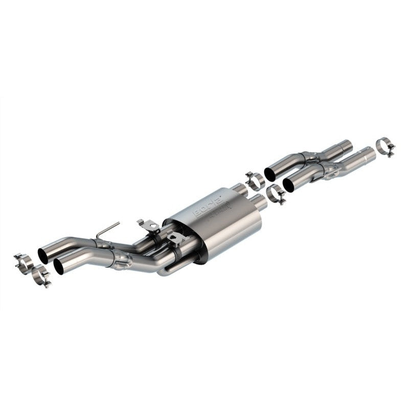 Borla T-304 stainless steel 3-inch ATAK mid-section connection pipe with active exhaust valves for Ford F-150 Raptor.