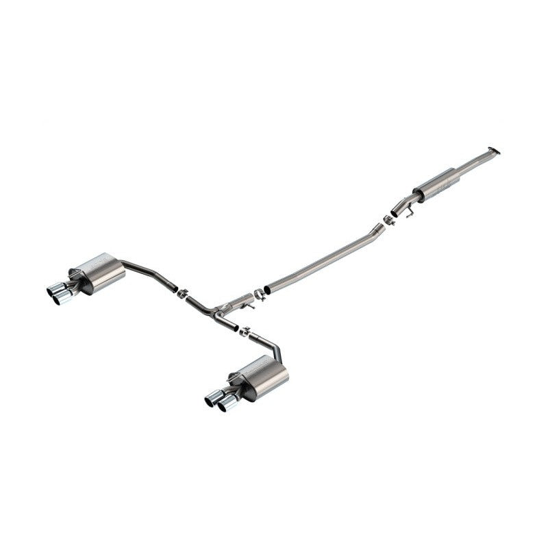 Borla S-Type cat-back exhaust system for Hyundai Sonata N Line featuring T-304 stainless piping and quad chrome tips.
