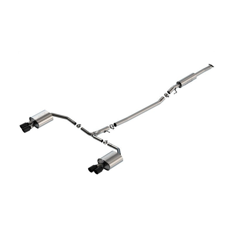 Borla S-Type Cat-Back Exhaust system with quad 3.5-inch black chrome tips for 2021-2024 Kia K5 GT.