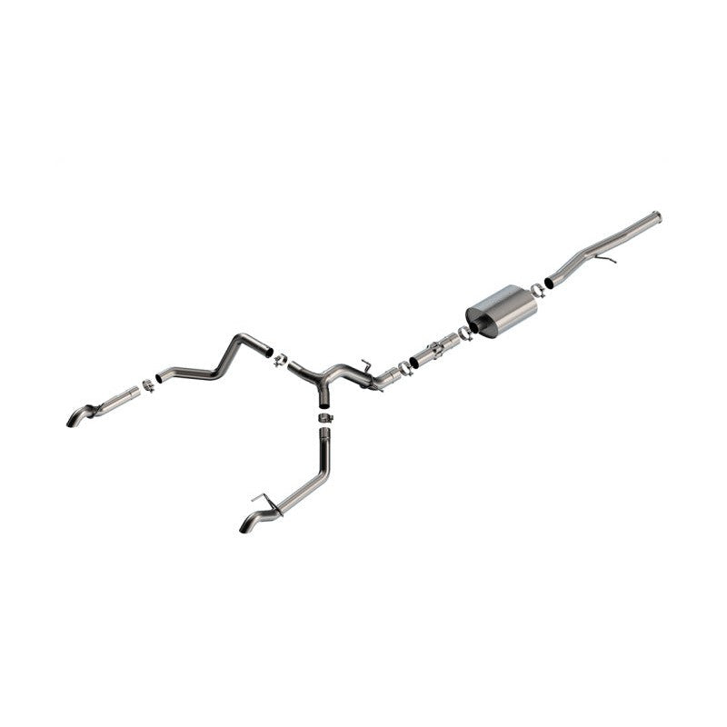 Borla ATAK 3.5-inch T-304 stainless steel cat-back exhaust system with dual turn-down tailpipes for GMC Sierra AT4X.