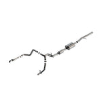 Borla S-Type Cat-Back exhaust system with T-304 stainless steel piping and dual turn down tail pipes for 6.2L trucks.