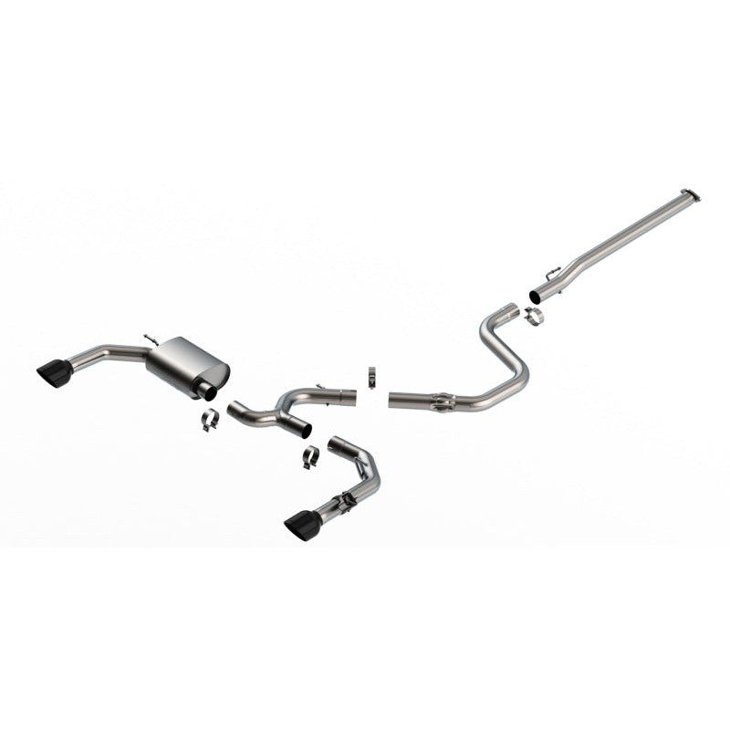 Borla ATAK 3-inch cat-back exhaust system with dual 5-inch black chrome stainless steel tips for Hyundai Elantra N.