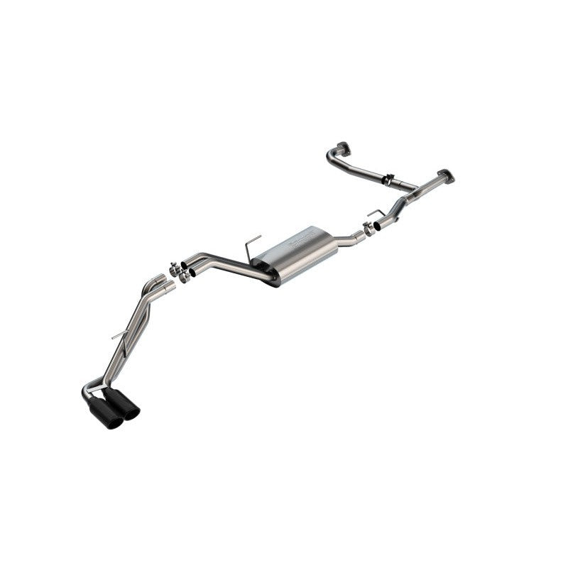 Borla S-Type cat-back exhaust system for 2022-2026 Nissan Frontier featuring dual side-exit black chrome tips.