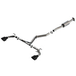 Borla ATAK cat-back exhaust system featuring T-304 stainless steel piping and dual 5-inch black chrome tips.