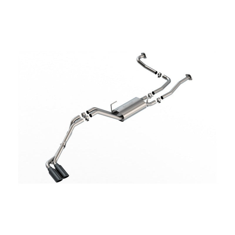 Borla S-Type true dual cat-back exhaust system with 4-inch black chrome tips for 2022-2026 Nissan Frontier 3.8L.