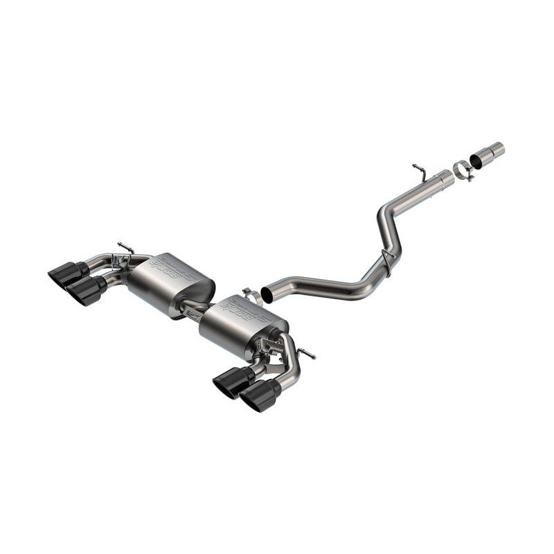 Borla S-Type Cat-Back exhaust system with 4.5-inch black chrome tips and active valves for 2022-2025 Volkswagen Golf R.