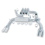 Borla 14888 stainless steel 3-inch adjustable cat-back exhaust system with dual polished tips and adapter hardware.