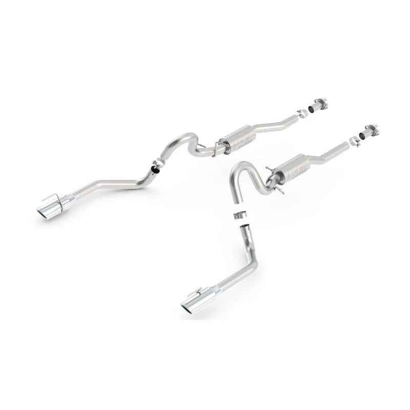 Borla ATAK T-304 stainless steel cat-back exhaust system with dual 4-inch chrome tips for 1999-2004 Ford Mustang.
