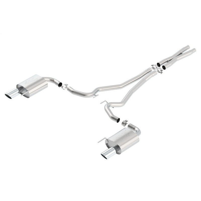 Borla ATAK Cat-Back exhaust system with 2.5-inch mandrel-bent piping and 4-inch tips for 2015-2017 Mustang GT.