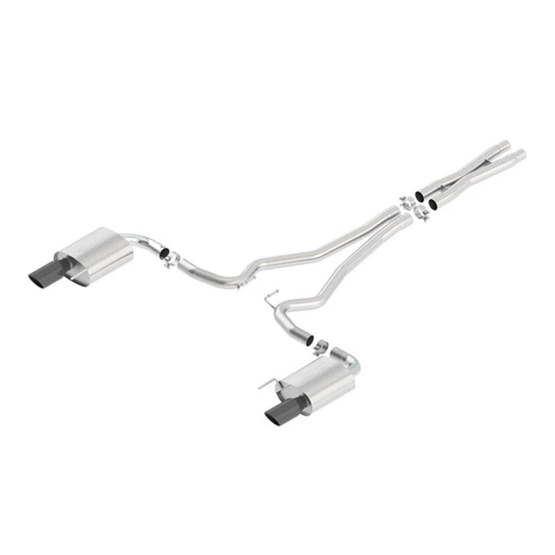 Borla ATAK cat-back exhaust system with mandrel-bent 2.5-inch piping and dual 4-inch black chrome tips.
