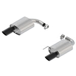 Borla ATAK axle-back exhaust system with T-304 stainless steel piping and 4-inch black chrome tips for Ford Mustang GT