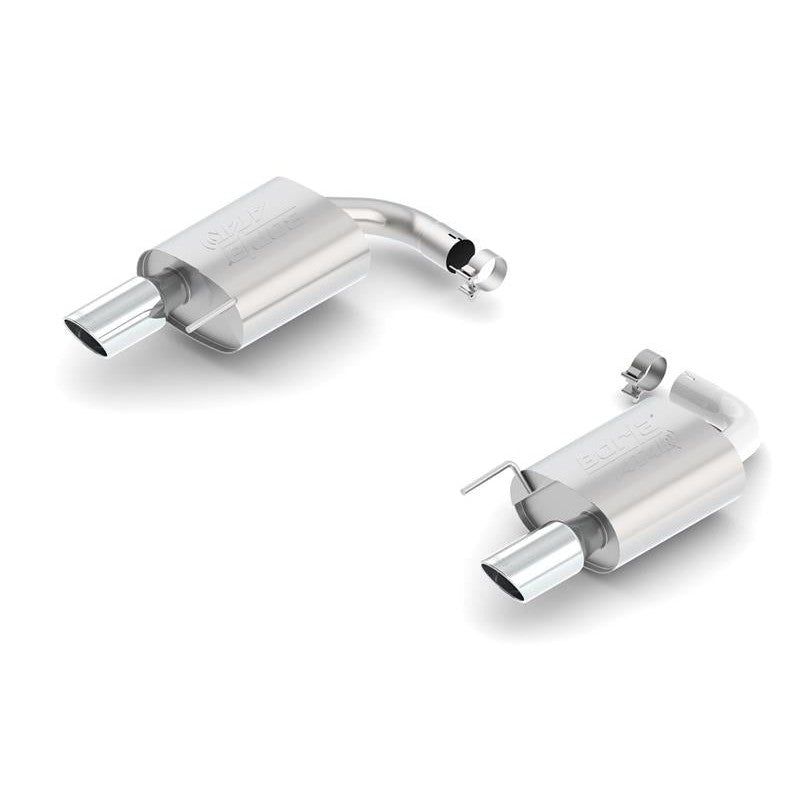 Borla ATAK axle-back exhaust system with 2.5-inch stainless steel piping and 4-inch chrome tips for 2015-2017 Mustang GT