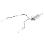 Borla 140552 Touring Cat-Back exhaust system with T-304 stainless steel piping and dual 5-inch chrome tips.