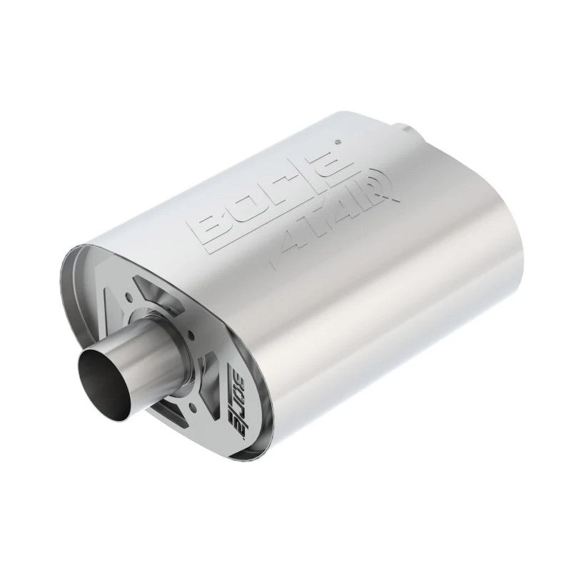 Borla ATAK CrateMuffler 400856 featuring T-304 stainless steel and offset/center 2.5 inch configuration for Ford 5.0L.