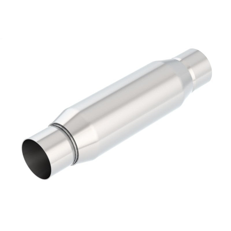 Borla 400937 T-304 stainless steel round resonator with 2.25 inch center inlet and outlet